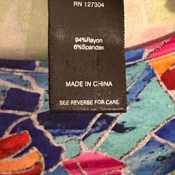 Ali Miles NEW Floral Stained Glass Tee Womens Size 3X Colorful Artsy Knit Top - Picture 8 of 13